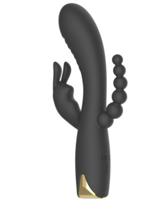 Vibromasseur triple stimulation très puissant noir USB 